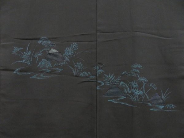Photo3: 5106T10z540 Vintage Japanese Kimono Silk HAORI Pine Black (3)