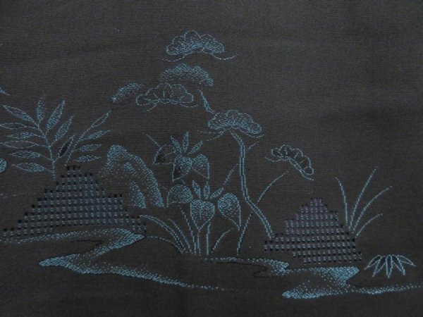 Photo4: 5106T10z540 Vintage Japanese Kimono Silk HAORI Pine Black (4)