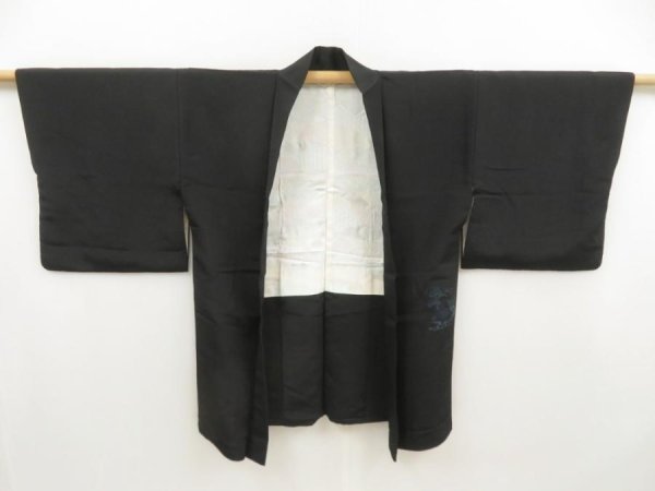 Photo5: 5106T10z540 Vintage Japanese Kimono Silk HAORI Pine Black (5)