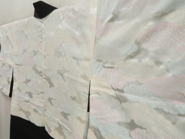 Photo7: 5106T10z540 Vintage Japanese Kimono Silk HAORI Pine Black (7)