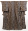 Photo1: 5106T11z640 Vintage Japanese Kimono Silk KOMON  Dark brown (1)