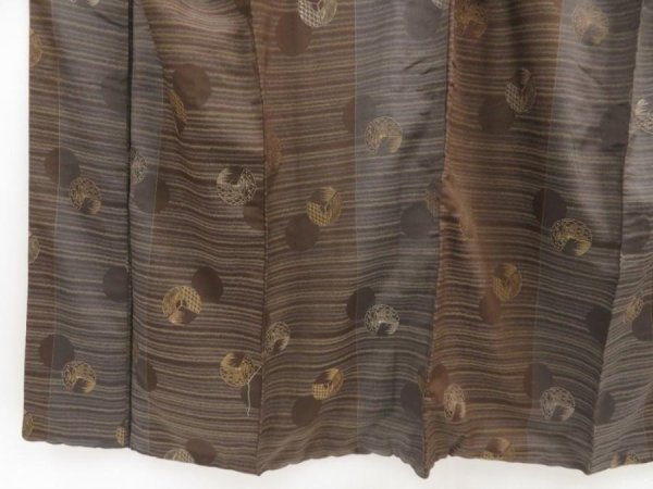Photo4: 5106T11z640 Vintage Japanese Kimono Silk KOMON  Dark brown (4)
