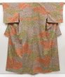 Photo1: 5106T12z920 Vintage Japanese Kimono Silk KOMON Shibakusa Dark orange (1)