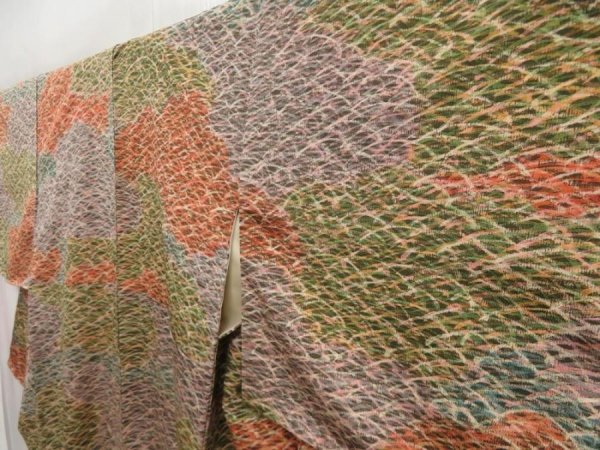 Photo2: 5106T12z920 Vintage Japanese Kimono Silk KOMON Shibakusa Dark orange (2)