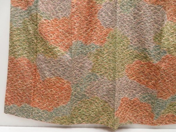 Photo4: 5106T12z920 Vintage Japanese Kimono Silk KOMON Shibakusa Dark orange (4)