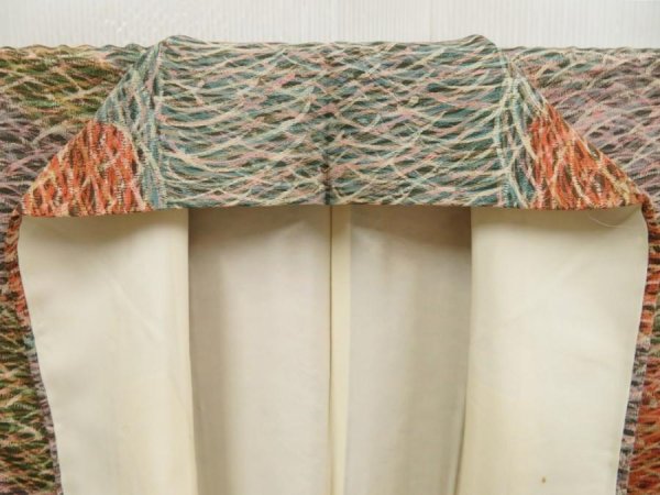 Photo6: 5106T12z920 Vintage Japanese Kimono Silk KOMON Shibakusa Dark orange (6)