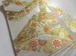 Photo1: 5115Y02z1100  Japanese Kimono Silk FUKURO OBI Flowers Silver 171.7x12.2 (1)