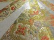 Photo4: 5115Y02z1100  Japanese Kimono Silk FUKURO OBI Flowers Silver 171.7x12.2 (4)