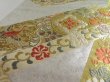 Photo5: 5115Y02z1100  Japanese Kimono Silk FUKURO OBI Flowers Silver 171.7x12.2 (5)