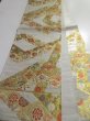 Photo6: 5115Y02z1100  Japanese Kimono Silk FUKURO OBI Flowers Silver 171.7x12.2 (6)