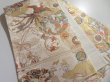 Photo1: 5115Y04z980  Japanese Kimono Silk FUKURO OBI Phoenix Gold 168.5x12.2 (1)