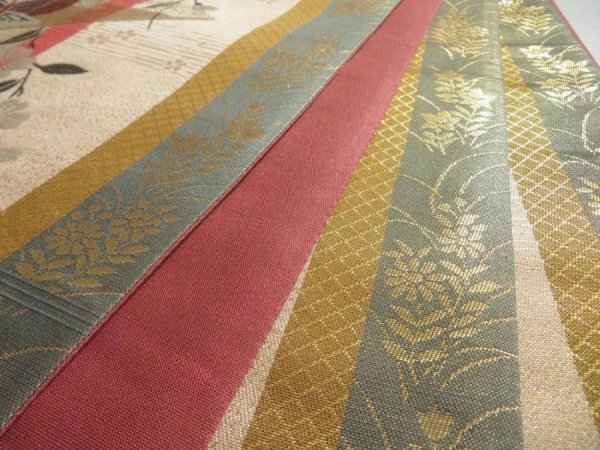 Photo2: 5115Y05z800  Japanese Kimono Silk FUKURO OBI Sakura  170.1x12.2 (2)
