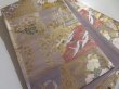 Photo1: 5115Y07z730  Japanese Kimono Silk FUKURO OBI Crane, Flowers  165.4x12.2 (1)