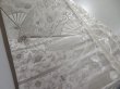 Photo1: 5115Y10z1000  Japanese Kimono Silk FUKURO OBI Folding fan Silver 173.2x12.2 (1)