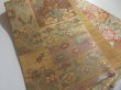Photo1: 5115Y01z710  Japanese Kimono Silk FUKURO OBI Flowers Light brown 168.5x12.0 (1)