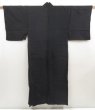 Photo1: 5107T01z440 Vintage Japanese Kimono Silk See through Men's Black (1)