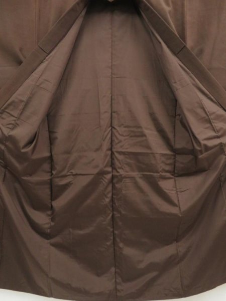 Photo8: 5107T02z890 Vintage Japanese Kimono Silk Men's  Plain Burnt brown (8)