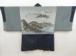 Photo1: 5107T06z550 Vintage Japanese Kimono Silk Men's HAORI Mt.Fuji Navy (1)