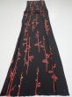 Photo5: 1L03z50  Japanese Kimono Silk  FABRIC Plum branch Black 48.4x10.2 (5)