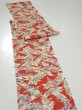 Photo3: 1L09z60  Japanese Kimono Crepe Silk  FABRIC Noshi Orange-Red 78.7x7.3 (3)