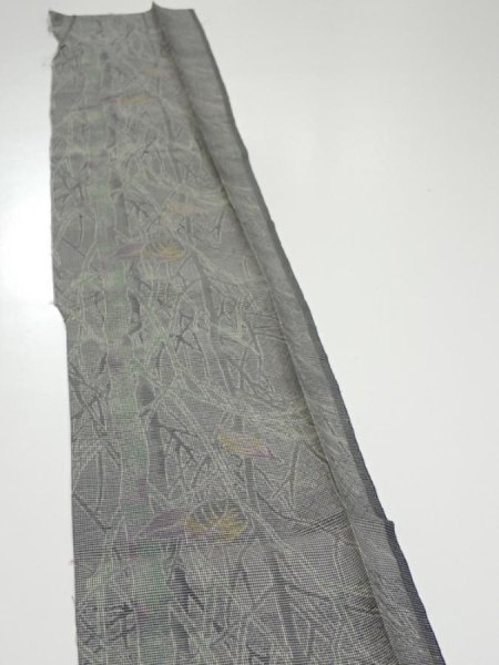 Photo3: 1L07z40  Japanese Kimono Silk  FABRIC Trees Gray 57.1x7.3 (3)
