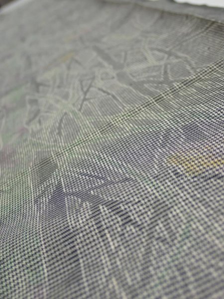 Photo4: 1L07z40  Japanese Kimono Silk  FABRIC Trees Gray 57.1x7.3 (4)