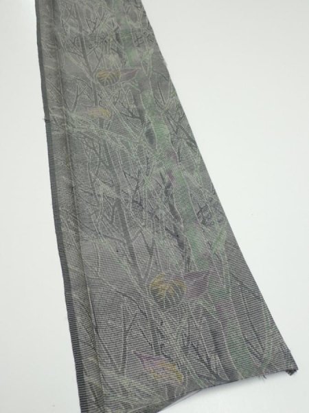 Photo2: 1L08z40  Japanese Kimono Silk  FABRIC Trees Gray 57.1x7.3 (2)