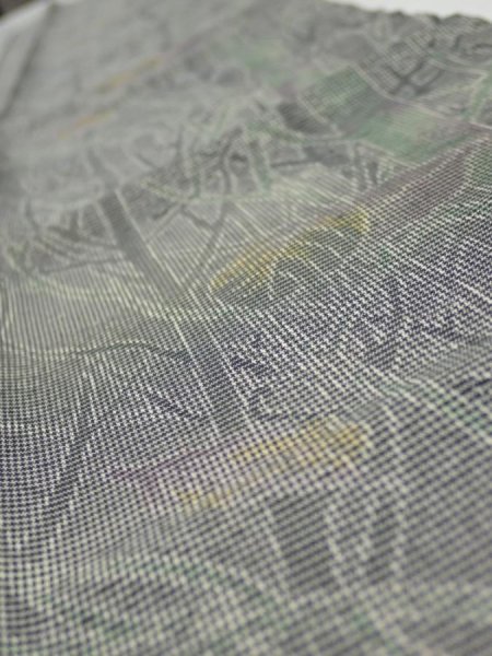 Photo5: 1L08z40  Japanese Kimono Silk  FABRIC Trees Gray 57.1x7.3 (5)