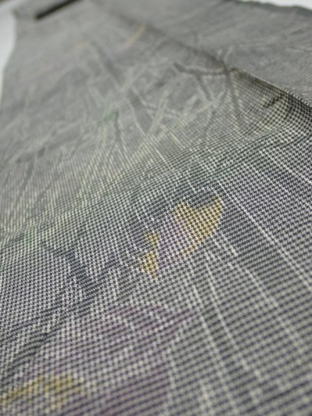 Photo4: 1L09z50  Japanese Kimono Silk  FABRIC Trees Gray 77.2x7.3 (4)