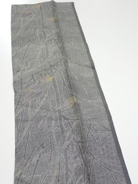 Photo3: 1L10z30  Japanese Kimono Silk  FABRIC Trees Gray 36.2x7.3 (3)