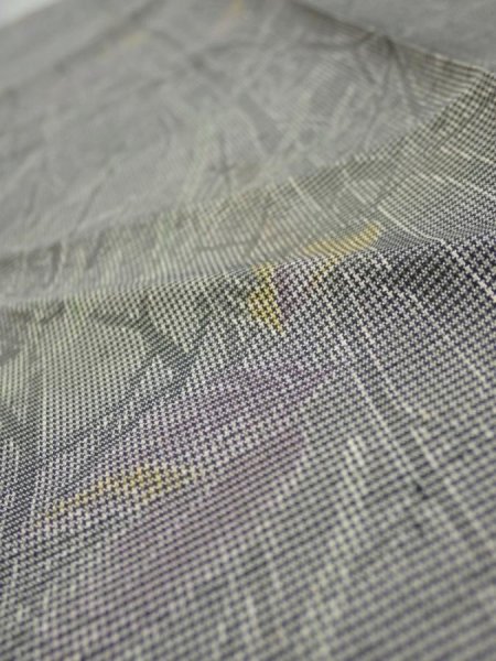 Photo4: 1L10z30  Japanese Kimono Silk  FABRIC Trees Gray 36.2x7.3 (4)