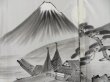 Photo3: 5108T08z760 Vintage Japanese Kimono Silk Men's HAORI Mt.Fuji Black (3)