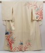 Photo1: 5108T11z960 Vintage Japanese Kimono Silk TSUKESAGE Flower Off-white (1)