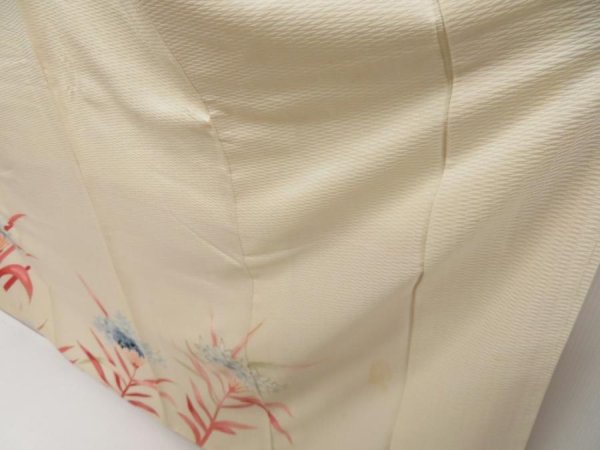 Photo4: 5108T11z960 Vintage Japanese Kimono Silk TSUKESAGE Flower Off-white (4)
