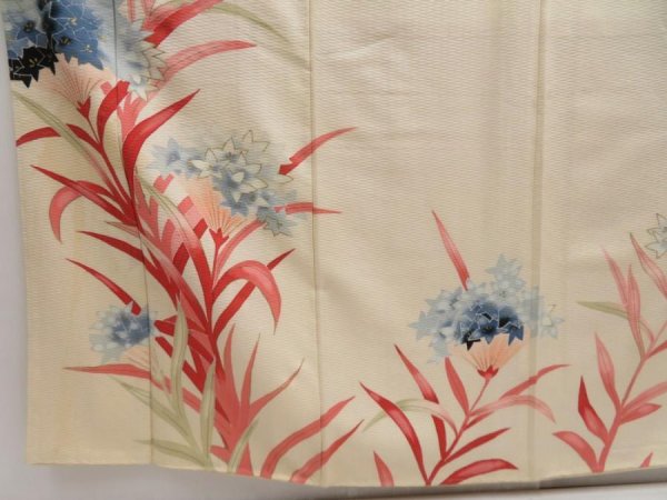 Photo6: 5108T11z960 Vintage Japanese Kimono Silk TSUKESAGE Flower Off-white (6)