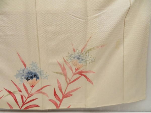 Photo7: 5108T11z960 Vintage Japanese Kimono Silk TSUKESAGE Flower Off-white (7)