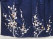 Photo5: 5108T12z830 Vintage Japanese Kimono Silk TSUKESAGE Plum blossom Dark navy (5)