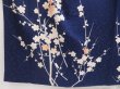 Photo6: 5108T12z830 Vintage Japanese Kimono Silk TSUKESAGE Plum blossom Dark navy (6)