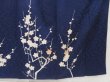 Photo7: 5108T12z830 Vintage Japanese Kimono Silk TSUKESAGE Plum blossom Dark navy (7)