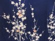 Photo8: 5108T12z830 Vintage Japanese Kimono Silk TSUKESAGE Plum blossom Dark navy (8)