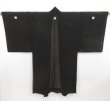 Photo1: 5108T01z390 Vintage Japanese Kimono Silk Men's See through LONG HAORI Black (1)