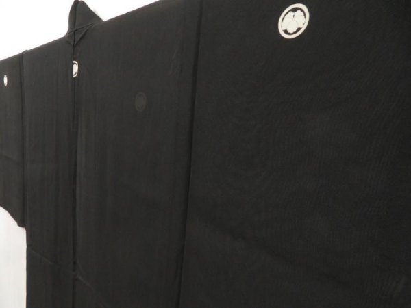 Photo2: 5108T01z390 Vintage Japanese Kimono Silk Men's See through LONG HAORI Black (2)