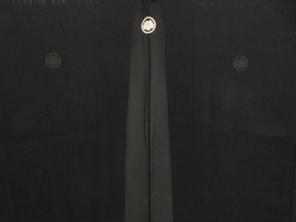 Photo3: 5108T01z390 Vintage Japanese Kimono Silk Men's See through LONG HAORI Black (3)