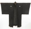 Photo6: 5108T01z390 Vintage Japanese Kimono Silk Men's See through LONG HAORI Black (6)