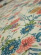 Photo4: 2W04z80  Japanese Kimono Silk  FABRIC Flowers Lime-White 82.7x14.4 (4)