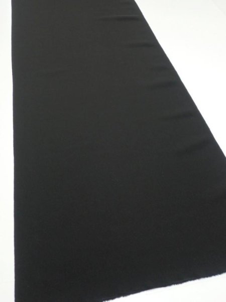 Photo2: 2W02z120  Japanese Kimono Silk  FABRIC Plain Black 81.9x14.6 (2)