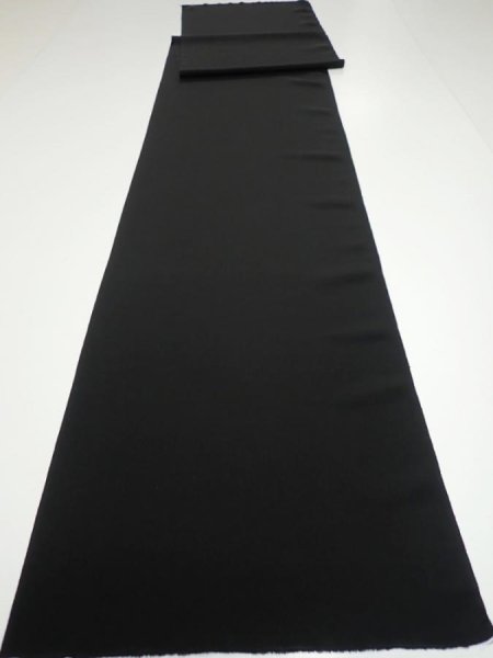 Photo5: 2W03z120  Japanese Kimono Silk  FABRIC Plain Black 81.9x14.6 (5)