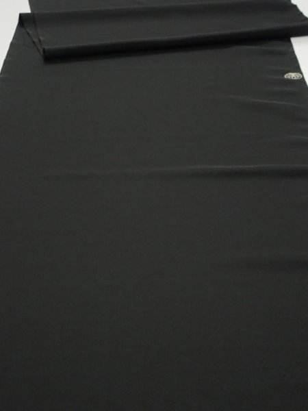 Photo1: 2W04z120  Japanese Kimono Silk  FABRIC Plain Black 81.1x14.6 (1)