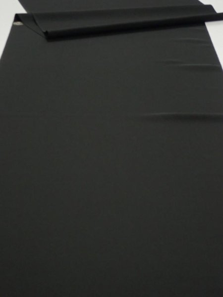 Photo1: 2W05z120  Japanese Kimono Silk  FABRIC Plain Black 77.2x14.6 (1)