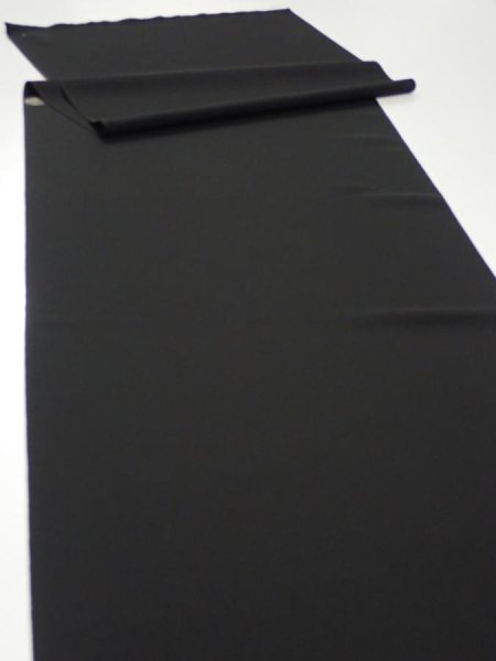 Photo3: 2W05z120  Japanese Kimono Silk  FABRIC Plain Black 77.2x14.6 (3)